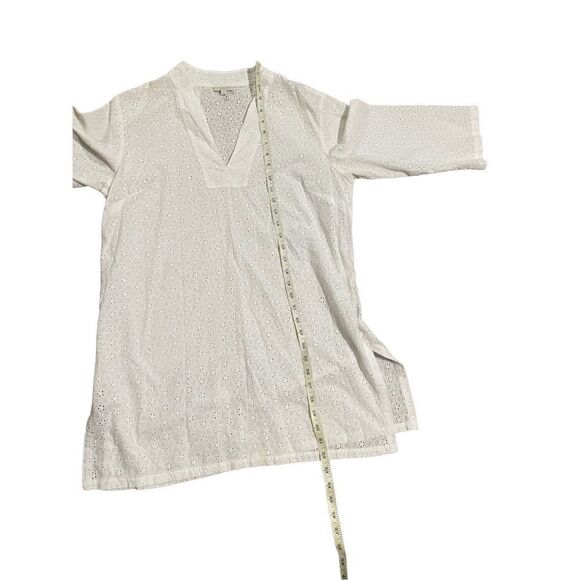 Talbots Vneck white sheer cotton tunic medium - Picture 3 of 8